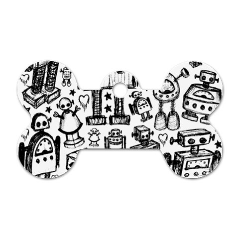 Robot Crowd Dog Tag Bone (Two Sides) from ArtsNow.com Front