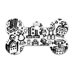 Robot Crowd Dog Tag Bone (Two Sides) from ArtsNow.com Front