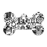 Robot Crowd Dog Tag Bone (Two Sides)