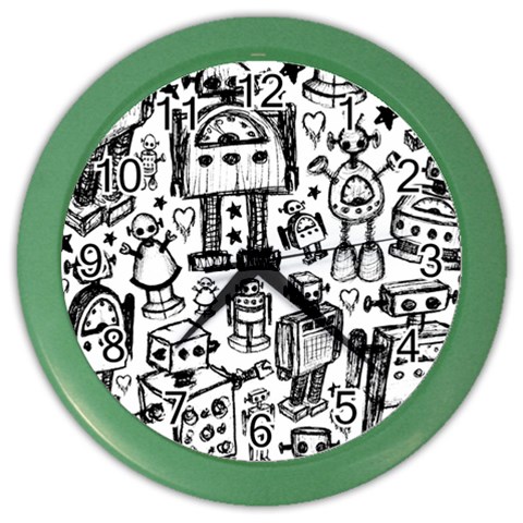 Robot Crowd Color Wall Clock from ArtsNow.com Front