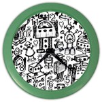 Robot Crowd Color Wall Clock