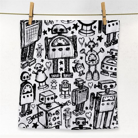 Robot Crowd Face Towel from ArtsNow.com Front