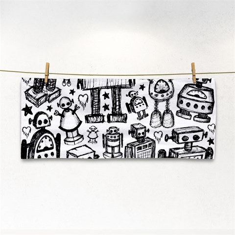 Robot Crowd Hand Towel from ArtsNow.com Front