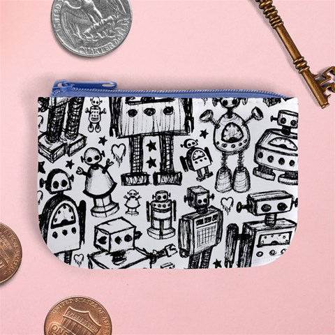 Robot Crowd Mini Coin Purse from ArtsNow.com Front