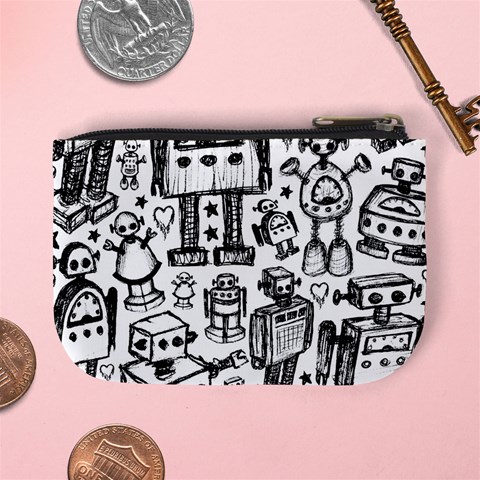 Robot Crowd Mini Coin Purse from ArtsNow.com Back