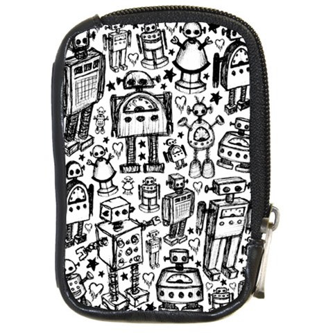 Robot Crowd Compact Camera Leather Case from ArtsNow.com Front