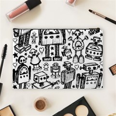 Robot Crowd Cosmetic Bag (Large) from ArtsNow.com Back