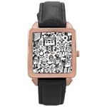 Robot Crowd Rose Gold Leather Watch 
