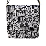 Robot Crowd Flap Closure Messenger Bag (L)