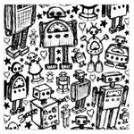 Robot Crowd Large Satin Scarf (Square)