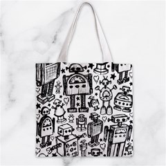 Robot Crowd Zipper Grocery Tote Bag from ArtsNow.com Back