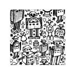 Robot Crowd Small Satin Scarf (Square)