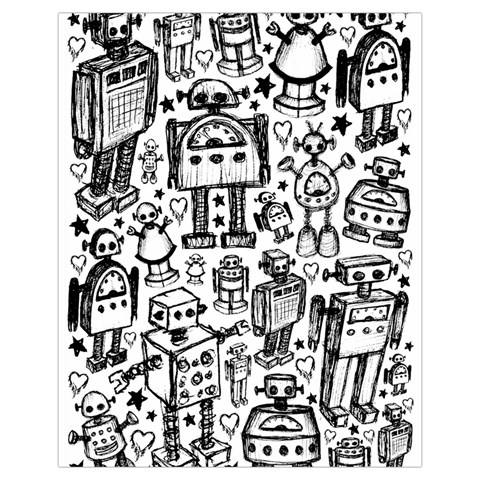 Robot Crowd Drawstring Pouch (XL) from ArtsNow.com Front