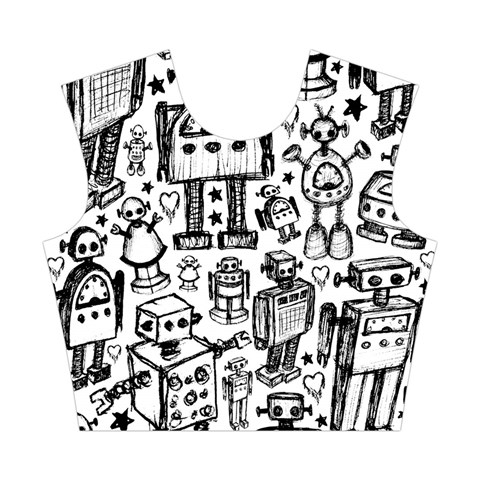 Robot Crowd Cotton Crop Top from ArtsNow.com Front