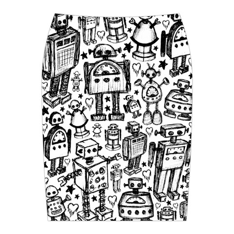 Robot Crowd Midi Wrap Pencil Skirt from ArtsNow.com Back