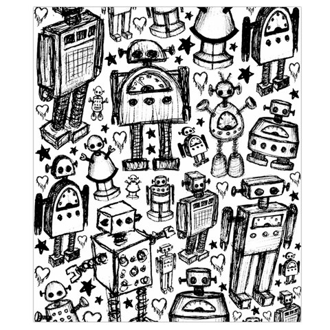 Robot Crowd Belt Pouch Bag (Large) from ArtsNow.com Back Strap