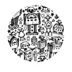 Robot Crowd Mini Round Pill Box