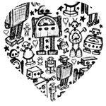 Robot Crowd Wooden Puzzle Heart