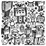Robot Crowd Wooden Puzzle Square