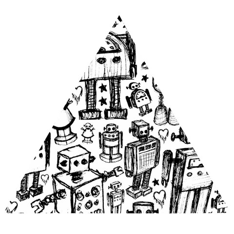 Robot Crowd Wooden Puzzle Triangle from ArtsNow.com Front