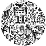 Robot Crowd Wooden Puzzle Round