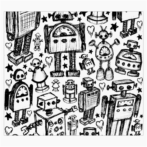 Robot Crowd Roll Up Canvas Pencil Holder (S) from ArtsNow.com Front