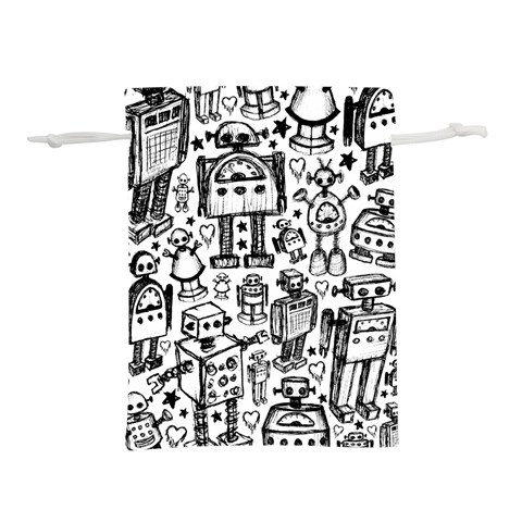 Robot Crowd Lightweight Drawstring Pouch (L) from ArtsNow.com Front