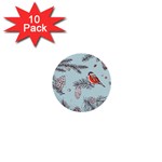 Christmas birds 1  Mini Buttons (10 pack) 