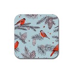 Christmas birds Rubber Coaster (Square)