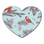 Christmas birds Heart Mousepads