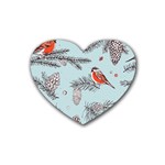 Christmas birds Rubber Heart Coaster (4 pack)