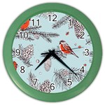 Christmas birds Color Wall Clock