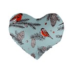 Christmas birds Standard 16  Premium Flano Heart Shape Cushions