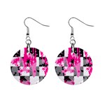 Pink Star Splatter Mini Button Earrings