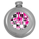 Pink Star Splatter Round Hip Flask (5 oz)