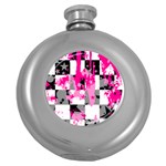 Pink Star Splatter Round Hip Flask (5 oz)