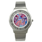 Abstract marbling art print Stainless Steel Watch