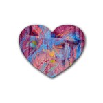 Abstract marbling art print Rubber Heart Coaster (4 pack)