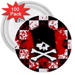 Emo Skull 3  Buttons (100 pack) 