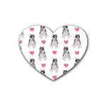 Little Husky With Hearts Rubber Coaster (Heart)