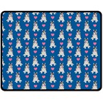 Little Husky With Hearts Double Sided Fleece Blanket (Medium) 