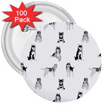 Husky Dogs 3  Buttons (100 pack) 