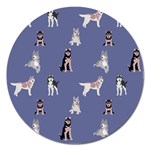 Husky Dogs With Sparkles Magnet 5  (Round)