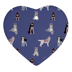 Husky Dogs With Sparkles Heart Ornament (Two Sides) from ArtsNow.com Front