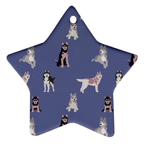 Husky Dogs With Sparkles Star Ornament (Two Sides) from ArtsNow.com Front