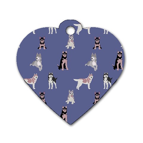 Husky Dogs With Sparkles Dog Tag Heart (One Side) from ArtsNow.com Front