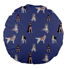 Husky Dogs With Sparkles Large 18  Premium Flano Round Cushions from ArtsNow.com Front