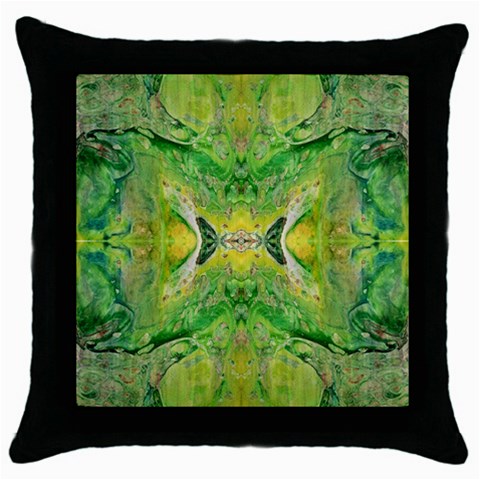 Green Repeats Throw Pillow Case (Black) from ArtsNow.com Front