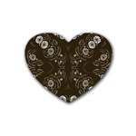 Folk flowers print Floral pattern Ethnic art Rubber Coaster (Heart)