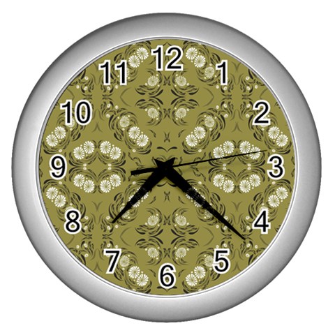 Folk flowers print Floral pattern Ethnic art Wall Clock (Silver) from ArtsNow.com Front